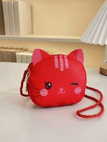 1 szt. PU zapięcie na suwak modna kreskówka mrugający kot słodka portmonetka na monety, jednoramienna okrągła torba crossbody koreańska mini torba na wyjścia, niszowy design, wygodny i uniwersalny pasek na ramię, nadaje się na codzienne wyjścia i zabawę, to dobry wybór na prezenty - Portmonetka w kształcie kota - Zobacz 6