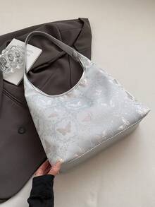 A Chinese-Style Butterfly Embroidered Nylon Handbag, Suitable For Shopping, Dates, Ladies' Gifts, Offices, Universities, Work, Commuting, And Shoulder Bags