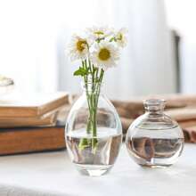 1 pieza de Jarrón de cristal de flor transparente - Jarrones vintage hechos a mano para una sola rosa, centro de mesa para bodas, decoración para despedida de soltera, decoración minimalista del hogar, decoración de mesa (Decoración estética de sobremesa en miniatura)