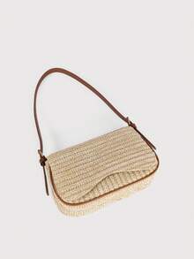 编织单肩包 稻草包 流浪包 翻盖包 波西米亚风 女士包 适合日常、度假和行军装