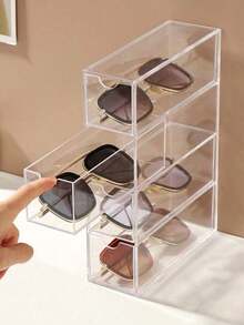 1 件亚克力多层抽屉整理盒，办公桌眼镜太阳镜抽屉隔板，带透明防尘盖，化妆品，口红，太阳镜收纳架，透明 4 隔间抽屉，咖啡胶囊，茶包，太阳镜收纳盒，送给女朋友、母亲、大学生、万圣节、新年的礼物 - 彩色 - 查看 10