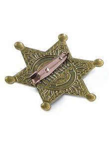 1 Stück Sheriff-Abzeichen, Metall, Polizei-Abzeichen-Anstecknadel, Polizei-Stern des Wilden Westens, Kostümzubehör