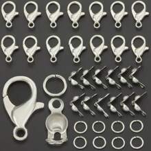 150pcs Golden/Silver/KChrome Gold/White/Gun Black/Random Color Zinc Alloy Lobster Clasp, Jump Ring And Findings Set For DIY Keychain, Key Rings, Bead Stringing, Pendants, Jewelry Craft Making Supplies
