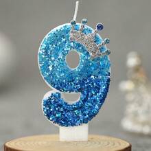 1pc Crown Digital 0-9 Candle Peacock Blue Creative Birthday Candle Daily Best Birthday Gift For Mother To Girlfriend Anniversary Celebration Supplies - Multicolor - View 11