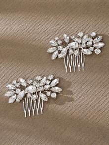 2件套欧式新款水钻不对称发梳套装，适用于新娘盘发造型、工作室配饰、情人节配饰