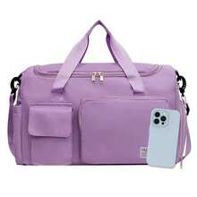 Multifunctional Travel Bag For Women, Waterproof Oxford Bag With Shoe Compartment, Two-Way Zipper For Gym/Outdoor Travel - Black - View 3