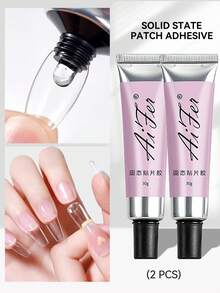AiFer 1套软胶美甲贴纸，固体美甲胶，30克，需UV灯固化，固体可卸美甲胶，超强美甲胶，适用于亚克力美甲延长、假指甲、按压式美甲 - 無色 - 查看 2