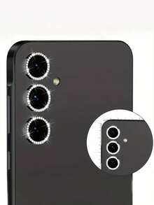 一套水晶水钻相机镜头保护膜，兼容三星 Galaxy A16、A36、A55、A56、A54、A34 和 A14。包含适用于 S25、S24、S23 Plus、S23 FE、S25FE、S24FE 和 S23FE 型号的镜头保护环，以及适用于 S25 Plus、S24 Plus 和 S23 Plus 型号的金属相机镜头保护膜。适合日常保护、办公和居家使用。闪亮水晶手机相机保护套，防水、防震、防摔、防刮擦、防指纹，全覆盖。 - 黑色 - 查看 3