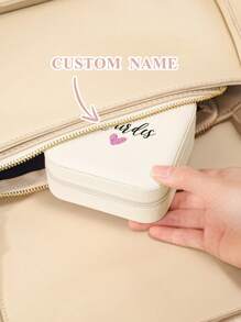 1pc Personalized Jewelry Box Travel Jewelry Box Custom Jewelry Box Travel Jewelry Case White Box Bridesmaid Gift Box Name Attendant Gifts Personalised Box Jewellery Travel Jewelry Box Customized Birthday Gift