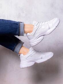 Tenis  Lazo  Liso  Casual  Preppy  Deportivo  casual  Al aire libre  Calle  Lindo        mujer  Oficina  Casa  Gym y Fitness  Exterior  verano - Blanco - Ver 3