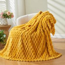 Super Soft King Blanket Pink Premium Silky Flannel Fleece 3D Ribbed Jacquard Lightweight Bed Blanket All Season Use (Pink Ribbed, King(90"X110")) - 芥末黃 - 查看 1