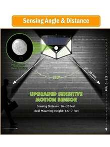 234/100 LED 户外太阳能灯，带运动传感器，带/不带遥控器的太阳能安全灯，3 种模式，带延长线的太阳能泛光灯，适用于露台、门廊、露营和后院