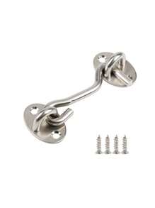 Gancio anti-vento in acciaio inossidabile nero, accessori per gancio per finestra rinforzato, accessori per gancio per finestra, gancio in acciaio inossidabile, accessori per gancio per finestra rinforzato con un aspetto elegante, semplice e pratico, che aggiunge privacy a qualsiasi porta scorrevole, perfetto per fissare la posizione di porte, cancelli e finestre, adatto per bloccare strappi, porte di capanni o finestre che si aprono