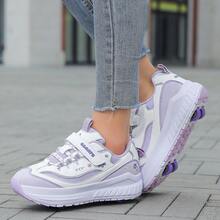 4-Wheel Roller Skates For Teens, Students, Adults, Couples, Fashion Sneakers, Outdoor Sports Roller Shoes, High-Top For Men And Women, Removable Wheels Design, 2-In-1 Convertible - Purple - View 10