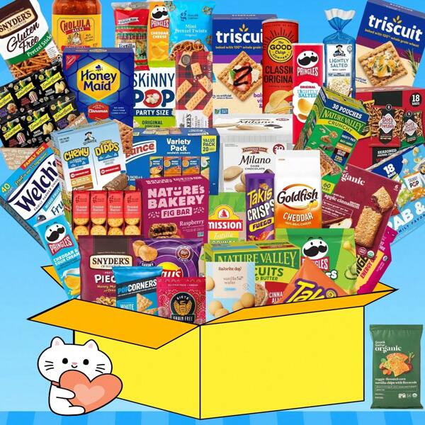 Snack Box Collection - 30+ Popular Snacks Randomly Combined, Including Delicious Cookies, Juicy Meat Loaves, Chewy Jelly Fruits... Imported Chocolates, Limited Edition Potato Chips, Crispy Nuts, And More! Just Close Your Eyes And Buy, Because Every Bite Is A Moment Of Happiness! Upon Placing An Order, One Item Will Be Randomly Given To You!By Purchasing A Total Of 50 Items, You Will Be Eligible For The Exclusive Hidden Product.