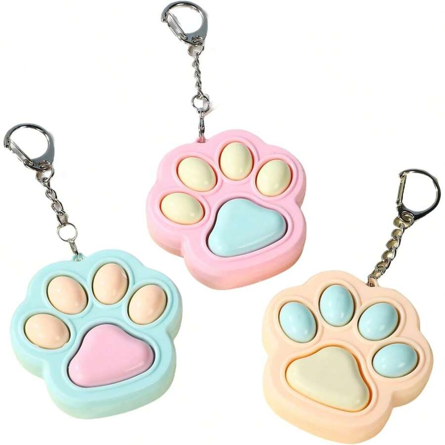 1/3 Pcs Cat Paw Fidget Toys Fidget Keychain, Clicker Toys Mini Sensory Toy Anxiety And Stress Relief For Adults