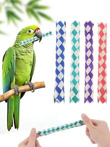 4pcs/8pcs/12pcs Bird Toys, Chewing Toys, Woven Pipe Colored Woven Tubes, Bird Self-Play Grinding Chew Toys - Multicolor - View 1