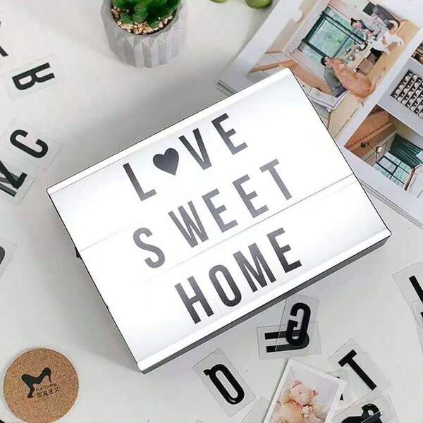 Caja de luz de cine, letreros de neón personalizados, Cartel con luz de estilo vintage A4 para festivales, bodas, fiestas, montado en la pared o sobre mesa, alimentado por batería o USB