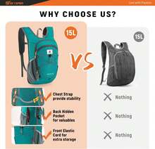 15L/20L Foldable Hiking Backpack Lightweight Packable Travel Daypack With Chest Strap Small Folding Pack For Walking - Green - View 7