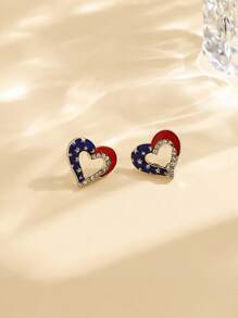 1 Pair Of American Independence Day Bow Stud Earrings Fashion European And American Style Love Earrings Personalized Party Earrings