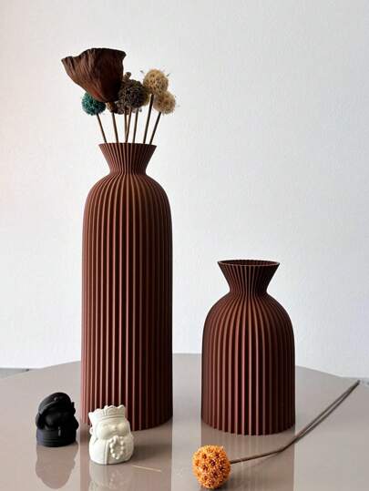 Wavy Texture Art Vase, Bohemian Flower Dried Indoor ative Entryway Office Vase Home Room Glass view 2