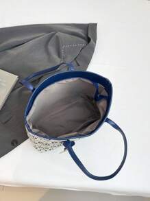Bolso de tela grande con estampado de letras, estilo simple, para cruzar fronteras entre la UE y EE. UU. Nuevo bolso de hombro de patrón de rombos para mujeres ir al trabajo