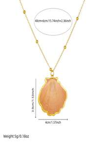1 goldfarbene Edelstahl einfache Muschelanhänger Accessoire Halskette für Strandurlaub Frauen, Schlüsselbein-Kette