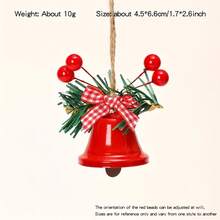 Christmas Bell Decorations, Metal Hanging Decor With Red Berries And Plaid Bow, Suitable For Holiday Tree And Wreath Decor, No Power Needed, Festive Wall And Entryway Decoration Christmas Decorations Winter Room Decor