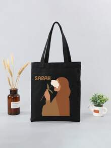Personalized Hijabi Bag, Hijab Girl Gift, Girl Gift, Abstract Women Bag, Custom Tote Bag, Islamic Gifts, Festival Gifts, Bags & Luggage, 2025 Halloween Accessories,Large Capacity - Black - View 8