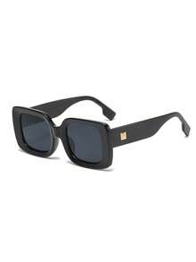 1 件女士经典简约方形小框复古铆钉眼镜，欧美设计，适合街头、派对、T 台方形女士时尚眼镜墨镜