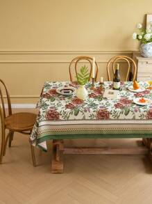 1pc Bohemian Style Red Geometric Jacquard Tablecloth, Rectangular Coffee Table Cover, Suitable For Daily Use, Festivals, Gatherings