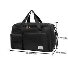 Multifunctional Travel Bag For Women, Waterproof Oxford Bag With Shoe Compartment, Two-Way Zipper For Gym/Outdoor Travel - Black - View 2