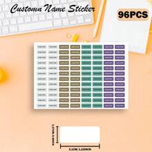 [Customized] 96/192/288/384pcs Personalized Labels, Customized Name Labels For School Supplies, Back To School, Lunch Boxes, Books, Pencils, Water Bottles, Toothbrush Stickers