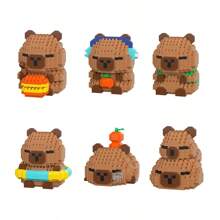 1 Set de talla grande de 400 piezas de bloques de construcción con diseños lindos de Capibara para adultos, serie de animales DIY, regalo para cumpleaños/Día del Padre/boda, decoración de escritorio, alivio de presión y estrés, exhibición en el hogar/oficina