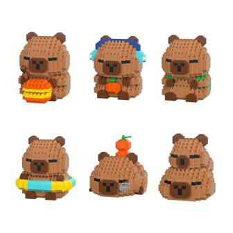 1 Set 400+Pcs Cute Capybara Adult Building Blocks, DIY Animal Series, Birthday/Father's Day/Wedding Gift, Desktop Decoration, Pressure & Stress Relief, Home/Office Display