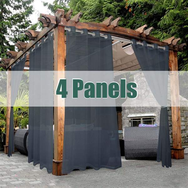 4 sztuki Romantyczna zasłona chmurkowa, półprzezroczysta, a jednocześnie zapewniająca prywatność, zewnętrzna zasłona, dekoracyjny panel w stylu wiejskim, odpowiednia do wnętrz i na zewnątrz, prosta instalacja górnego pierścienia ze stali nierdzewnej