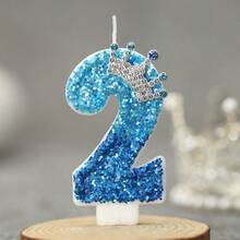 1pc Crown Digital 0-9 Candle Peacock Blue Creative Birthday Candle Daily Best Birthday Gift For Mother To Girlfriend Anniversary Celebration Supplies - Multicolor - View 16