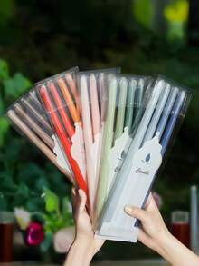 4pcs/Set 12-Inch European Style Electroplated Tapered Candles, Colorful Wedding Candles, Tapered Candles, Long Stem Candles, Suitable For Restaurants, Hotels, Living Rooms, Bedrooms. Romantic Dinner Set And Wedding Decor, Party And Home Decor Candles, Smokeless And Odorless Candle Holders For Home Use, Restaurant Decor, Gifts, Home Decor, Suitable For Graduation Parties, Wedding Season, Birthday Parties And Other Occasions. - Multicolor - View 9