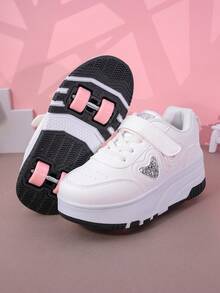 儿童四轮溜冰鞋，可拆卸溜冰鞋，多功能运动/休闲鞋，带钩环，适合男孩和女孩青少年 - 銀色 - 查看 5