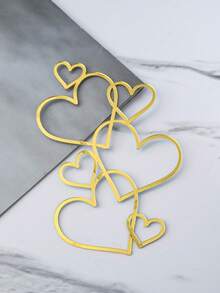1/3/5pcs Acrylic Heart-Shaped Cake Decoration, Gold Heart-Shaped Cake Decoration, Wedding Cake Decoration, Anniversary Engagement And Birthday Party Supplies