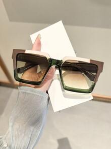 1 件女士夏季亚克力休闲方形框架时尚眼镜，适合海滩必备品、夏季出游和 Y2K 配饰