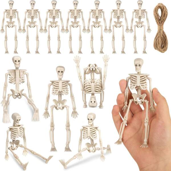 1/5/10 Stück Mini Skelett Figuren, kleine Skelette für Halloween Dekoration, Halloween Dekorationen für Basteleien, Spukhaus Accessoires, Party Geschenke