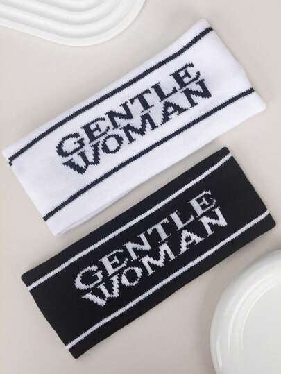 2/1件装黑白男女通用运动头带，吸汗头巾，日常佩戴、洗脸、跑步等场合适用，男女皆宜，秋冬季发带发饰，女士蝴蝶结发饰，适合度假装扮，女士头巾，柔软头巾