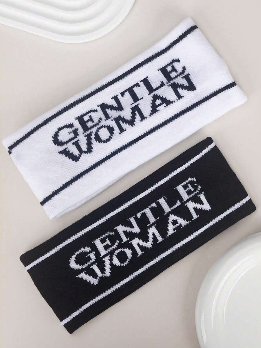 2/1件装黑白男女通用运动头带，吸汗头巾，日常佩戴、洗脸、跑步等场合适用，男女皆宜，秋冬季发带发饰，女士蝴蝶结发饰，适合度假装扮，女士头巾，柔软头巾