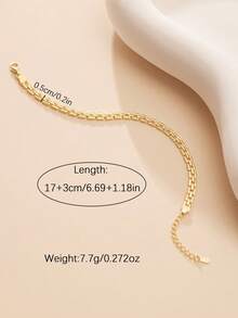 1 件 925 纯银复古方形金手链，高端派对配饰，最佳朋友/情人节礼物，优雅花卉珠宝 - 金黃色 - 查看 3