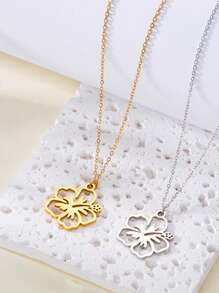 1pc Holiday Style Stainless Steel Floral Women's Necklace, Suitable For Everyday, Holiday, Gift, Fashion Accessories