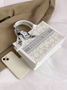 夏季时尚简约手提包，大容量，高品质，适合女士 - 白色 - 查看 5