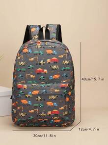 3pcs Back To School New Backpacks For The Back To School Season, Simple, Casual, Fashionable, Large Capacity, Multi-Pocket, Fashionable, Casual, Cute Cartoon Excavator Combination Bag, Multifunctional Combination Bag, 3 PiecesBackpack, Messenger Bag, Pencil Bag, Nylon Zipper Closure, Very Suitable For Campus School, Outdoor Sports, Travel, Camping, Daily Use. - Multicolor - View 7