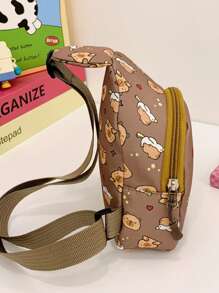 Children's Cute Cartoon Capybara Pattern Print Chest Bag, Lightweight Sport Casual Waist Pack & Sling Bag, Outdoor Travel Vacation Fanny Pack With Adjustable Shoulder Strap, Daily Commuter Mobile Phone Coin Crossbody Bags