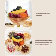 Rotating Fruit Basket Bowl Snack Candy Dish Countertop Fruit Stand For Home Party - Grey - View 3